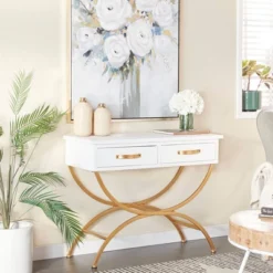 Contemporary Pine Console Table White - Olivia & May -Olivia & May GUEST 3767758e 771c 4923 b396 33a19a2cf717