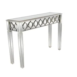 Glam Mirror And Wood Patterned Console Table Silver - Olivia & May -Olivia & May GUEST 37a24cfe aa85 4299 bbfa 13e174ec70db