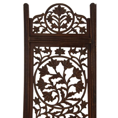 Traditional Wood Irregular Room Divider Screen Brown - Olivia & May 4 Traditional Wood Irregular Room Divider Screen Brown - Olivia & May - Image 2