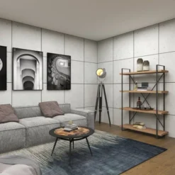 67" Tall Industrial Metal And Wood Bookshelf Brown - Olivia & May -Olivia & May GUEST 382672cd 0631 4e12 959c bc2230e7d13a