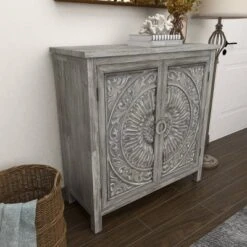 Farmhouse Wood Cabinet Gray - Olivia & May -Olivia & May GUEST 3841eece b2a1 4575 b50a c9b6e6696cad