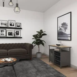 Metal Utility Cabinet With Wood Top Steel Gray - Olivia & May -Olivia & May GUEST 38c553ff 2bcd 4c31 a479 821cabcac588