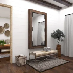 Rustic Wood Wall Mirror Dark Brown - Olivia & May -Olivia & May GUEST 393fe134 9e73 40c3 93fb 2163934dcfde