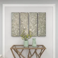 Metal Tree Wall Decor With Embossed Design Set Of 4 Brown - Olivia & May -Olivia & May GUEST 3954581f ee05 45fc aad7 8a28c3169d64