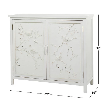Farmhouse Wood Cabinet White- Olivia & May 9 Farmhouse Wood Cabinet White- Olivia & May - Image 7
