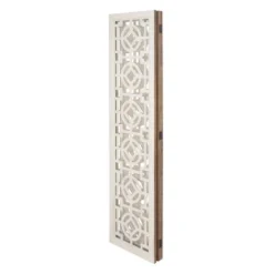Farmhouse Wood Patterned Room Divider Screen White - Olivia & May -Olivia & May GUEST 39b899fc 6a9a 4ffb 8145 0b357581ffce