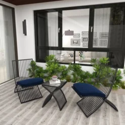 3pc Eclectic Metal Outdoor Seating Set - Black - Olivia & May -Olivia & May GUEST 39e3975f f03f 467d 90c7 4cc0c21752f7