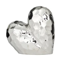 11'' X 12'' Porcelain Heart Sculpture Silver - Olivia & May: Luxury Glam Tabletop Decor -Olivia & May GUEST 3ae71aa0 0332 452e a740 231b0ac572c6