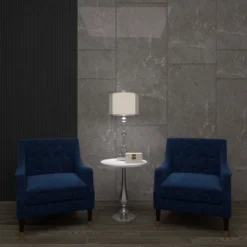 Glass Table Lamp With Drum Shade Silver - Olivia & May -Olivia & May GUEST 3b86d243 1208 4849 8a95 ba19d5888157