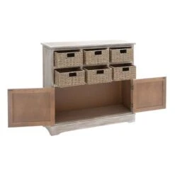 Wood Cabinet With Seagrass Drawers Brown - Olivia & May -Olivia & May GUEST 3bc8a9cb 9377 4c73 bb41 0d86547c3169