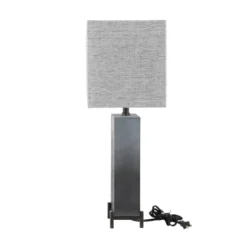 Polystone Table Lamp With Square Shade Gray - Olivia & May -Olivia & May GUEST 3c549a49 9d75 427e ba18 f61221bf92d9