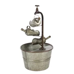 28" X 15" Farmhouse Metal Fountain Gray - Olivia & May -Olivia & May GUEST 3d6cdf4a 8b18 4383 b88a 5385974c4edc