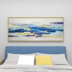 Modern Polystone Abstract Framed Wall Art With Gold Frame Blue - Olivia & May -Olivia & May GUEST 3da1606d b860 4c61 b5f5 54339f2103b1