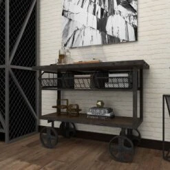 Industrial Metal Console Table Dark Black - Olivia & May -Olivia & May GUEST 3dcfe057 9708 4b19 888b 05b7b7c0ec24