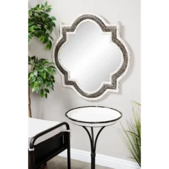 Wood Quatrefoil Wall Mirror White - Olivia & May