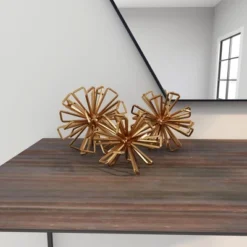 Set Of 3 Geometric 3D Star Metal Sculptures Gold - Olivia & May -Olivia & May GUEST 3f30df17 cedc 4015 9cde aaa4b3a32370