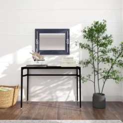 Wood Wall Mirror With Knot Detailing Blue - Olivia & May -Olivia & May GUEST 3f6eb12c 9012 459c b5a2 ec41574dcf3c