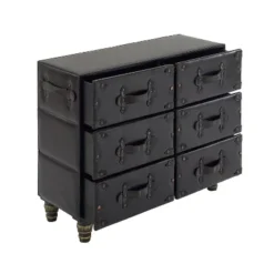 Traditional 6 Drawer Faux Leather Chest Black - Olivia & May -Olivia & May GUEST 3f775fb8 d79e 4546 86bf c9d0d5986423