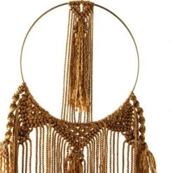Fabric Macrame Intricately Weaved Wall Decor With Beaded Fringe Tassels Brown - Olivia & May -Olivia & May GUEST 3fc41d31 0d82 434c 8e4a 588a37882136
