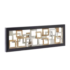 Metal Geometric Square Ribbon Wall Decor With Black Frame Gold - Olivia & May -Olivia & May GUEST 3ff02978 7c91 4858 89cf 62213e0b30f8