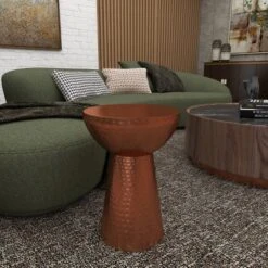 Metal Pedestal Stool Flat Top Copper - Olivia & May -Olivia & May GUEST 3ffb7d11 176c 4d43 aae3 44fb5b7b3d09