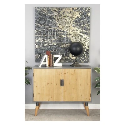 Wood 2 Cabinet Buffet Brown/Gray - Olivia & May 3 Wood 2 Cabinet Buffet Brown/Gray - Olivia & May