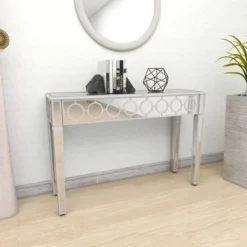 Glam Mirror And Wood Patterned Console Table Silver - Olivia & May -Olivia & May GUEST 40293f2e dcac 4df8 bebc 271e395c87e3