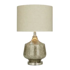 Linen Table Lamp With Faux Mercury Glass Finish Silver - Olivia & May -Olivia & May GUEST 4030e0e6 1c70 4c2a bd17 85060c34d199