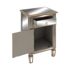 Small Glam Glass Mirrored Cabinet Beige - Olivia & May -Olivia & May GUEST 4030e56b 0123 48aa b3e6 03f5ed159538