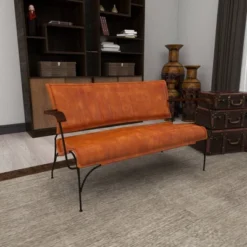 Vintage Leather Loveseat Brown - Olivia & May -Olivia & May GUEST 40329fa9 30dd 4cf7 8855 854a5ffc324b