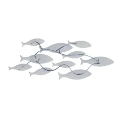 16" X 37" Metal Fish Wall Decor Blue - Olivia & May -Olivia & May GUEST 40774f45 1ac2 4c05 9ac0 b0dc11ecac71
