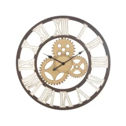 Metal Gear Wall Clock Brown - Olivia & May -Olivia & May GUEST 40a37547 aaea 470b b8e7 f6d2c3e019c2