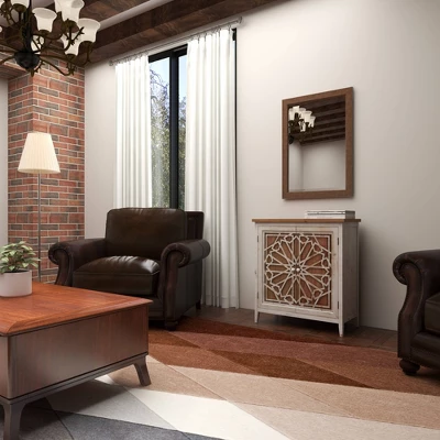 Natural Geometric Patterned Wood Cabinet Brown - Olivia & May 13 Natural Geometric Patterned Wood Cabinet Brown - Olivia & May - Image 11