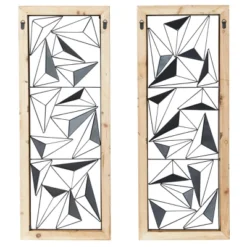 Metal Geometric Wall Decor With Wood Frame Set Of 2 Black - Olivia & May -Olivia & May GUEST 40e87571 06fa 44b1 bd4d 85a962f0a29c