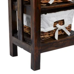 Small Wood Shelf With Basket Drawers Dark Brown - Olivia & May -Olivia & May GUEST 4159708b a1b8 402f 9c4a 91637d25d9ca