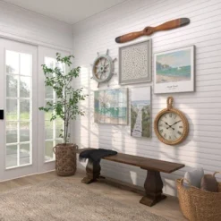 Jute Wall Clock With Rope Accents Beige - Olivia & May -Olivia & May GUEST 41bea68a da51 4326 9261 63acd574f65c