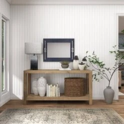 Wood Wall Mirror With Knot Detailing Blue - Olivia & May -Olivia & May GUEST 41c8ddb5 42e2 4963 9d42 f0a35e7bd794