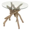 Log And Glass Round Accent Table Tan - Olivia & May -Olivia & May GUEST 420950fa 2bd7 4a2b b3d1 55d949344288