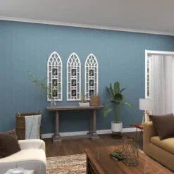 Wood 3 Slot Wall Photo Frame With Window Arch Shape Light Brown - Olivia & May -Olivia & May GUEST 422a4d53 4291 493a b064 cbcad2423105