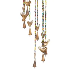 26" X 7" Eclectic Metal Birds Windchime With Beaded Strands Gold - Olivia & May: Indoor Musical Decor -Olivia & May GUEST 423f0b61 28d6 41c6 8ce4 908f31537577