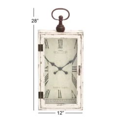 Wooden Pocket Watch Style Wall Clock With Hinged Door White - Olivia & May -Olivia & May GUEST 42580955 0c92 4454 ba8c 849c4c2e954d
