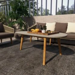 45"x18" Mid-Century Wood Outdoor Accent Table Gray - Olivia & May -Olivia & May GUEST 42e02da7 d315 495d 87e6 8e5d7660927c