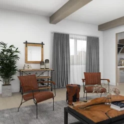 Wood Wall Mirror With Metal Hanging Rod Brown - Olivia & May -Olivia & May GUEST 43729c01 8dbe 4f43 a5ce b775ff082e8f