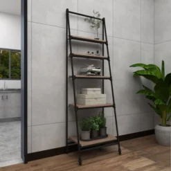 72" Metal And Wood 5 Shelf A Frame Book Stand Black - Olivia & May 24 72" Metal And Wood 5 Shelf A Frame Book Stand Black - Olivia & May -Olivia & May GUEST 43d4c370 91f1 4fc1 a640 42d35b216be0