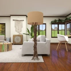 Rustic Floor Lamp Beige - Olivia & May -Olivia & May GUEST 43dcd1a1 6ae2 4997 be45 59c7df968d0b