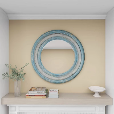 Wood Floral Carved Wall Mirror Beige - Olivia & May 12 Wood Floral Carved Wall Mirror Beige - Olivia & May - Image 10