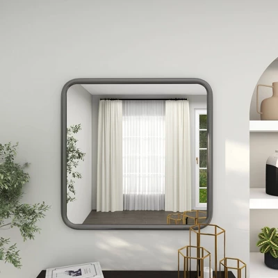 Contemporary Iron Metal Wall Mirror Gray - Olivia & May 8 Contemporary Iron Metal Wall Mirror Gray - Olivia & May - Image 6