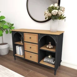 Farmhouse Wood And Metal Cabinet Black - Olivia & May 26 Farmhouse Wood And Metal Cabinet Black - Olivia & May -Olivia & May GUEST 442565d7 59f8 473e ab8b 6729b5fc3cda