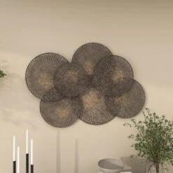 Metal Plate Overlapping Perforated Wall Decor Black - Olivia & May -Olivia & May GUEST 44dc27fe 18a0 46f7 8d3c 669b972e9ab8