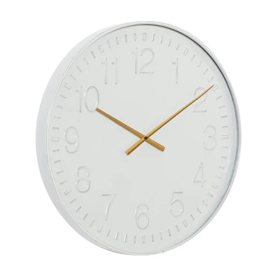 24"x24" Metal Round Wall Clock White - Olivia & May: Contemporary Indoor Decorative Analog Display 6 24"x24" Metal Round Wall Clock White - Olivia & May: Contemporary Indoor Decorative Analog Display - Image 4